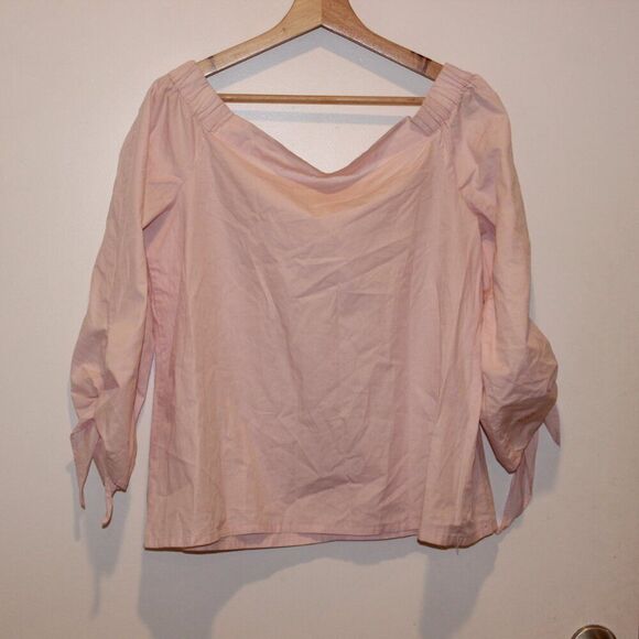 Free People Light Pink Long Sleeve Off The Shoulder Blouse Women's Size S - Picture 2 of 10
